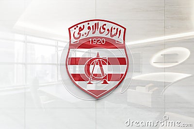 Club africain on glossy office wall realistic texture Editorial Stock Photo